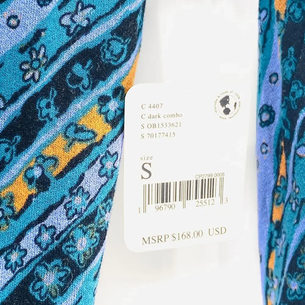 NEW Free People Phoebe Blue Combo Wrap Maxi Dress Small Luxe Statement Glam